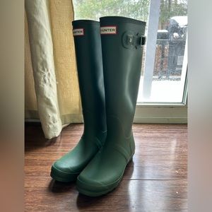 Tall dark green rain/snow boots